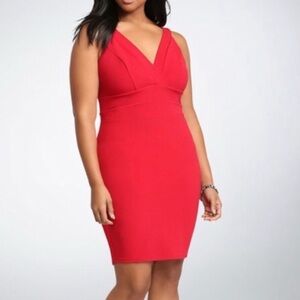 Torrid Textured Body Con Red Cocktail Party Sleeveless V-Neck Dress Sz 18